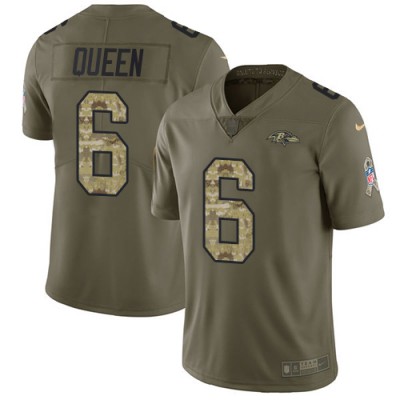 Nike Baltimore Ravens #6 Patrick Queen OliveCamo Men's Stitched NFL Limited 2017 Salute To Service Jersey